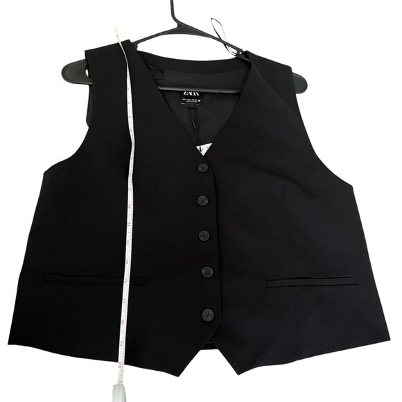 Zara Tailored Buckle Vest – Black, Size L, V-Neck Waistcoat Adjustable Strap NWT - Picture 7 of 7